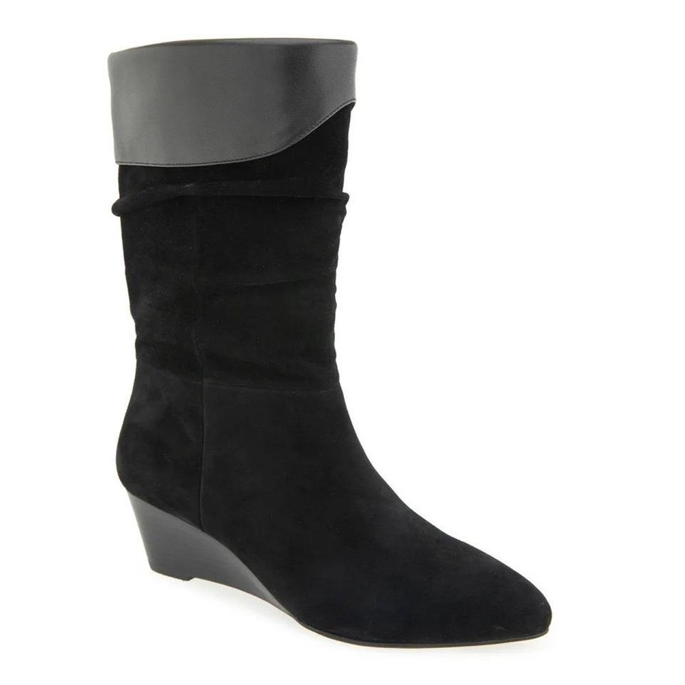 OAerosoles black‎ real suede wedge boots maybe worn once size 10